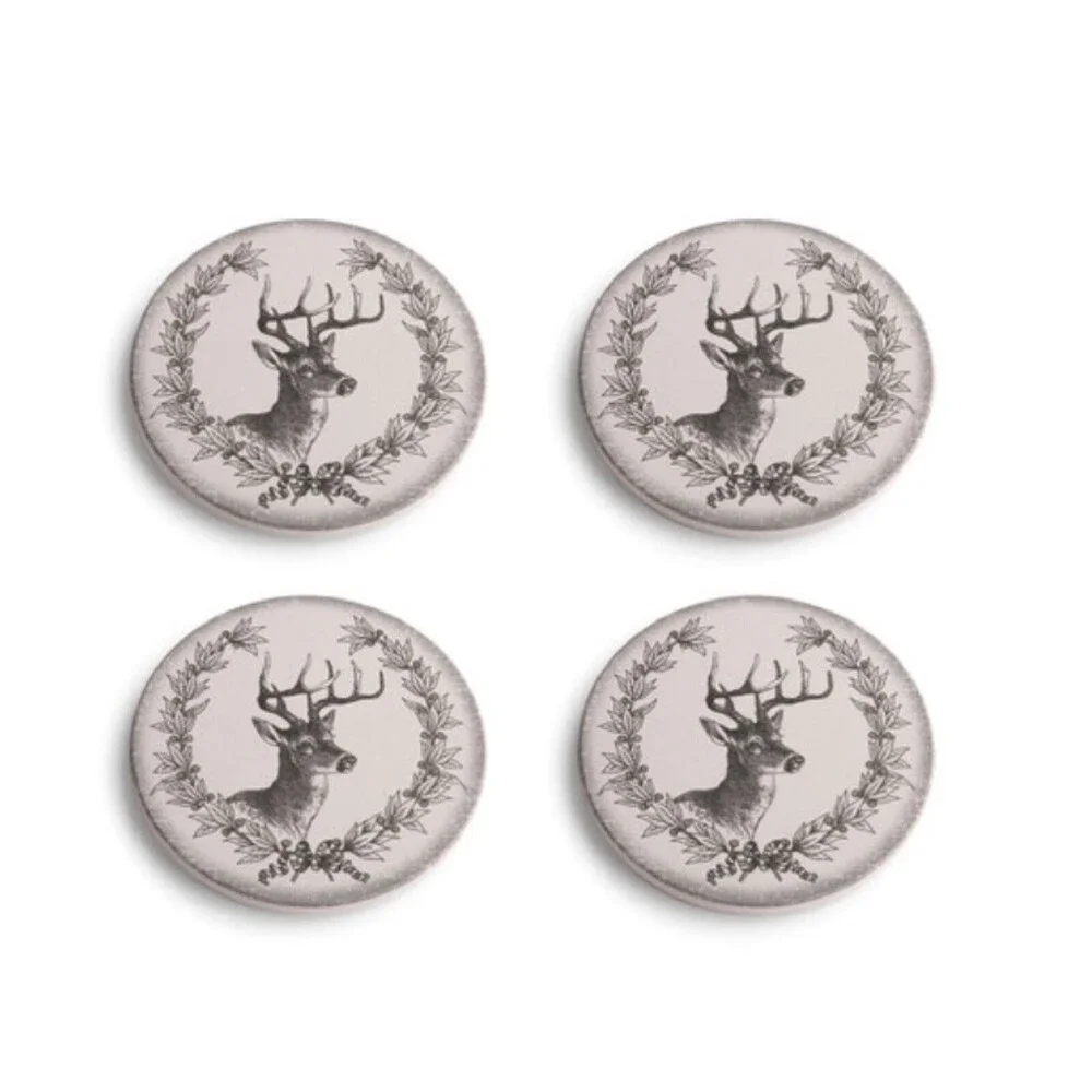 A Gilded Life Round Deer Coasters Set of 4 By Silvestri